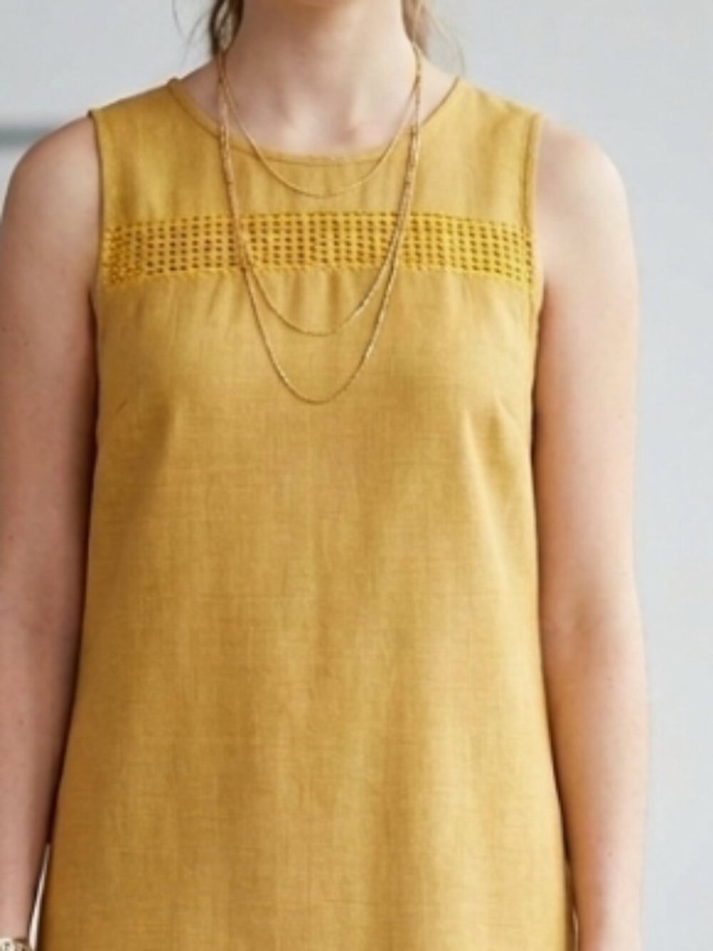 SHEIN Crochet Yoke Sleeveless Shift Dress